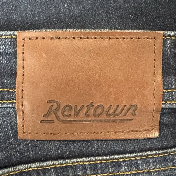 Revtown Jeans Mens 36x32 Blue Automatic Relaxed Straight Stretch Dark Wash Denim - Picture 3 of 12